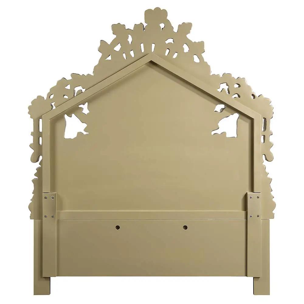 Bernadette - Eastern King Bed - White Synthetic Leather Fabric & Gold by Unique Piece Furniture