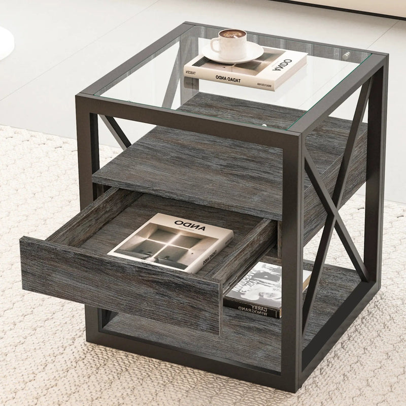 Set of 2 Modern End Tables with Drawer - Nightstands by HouseOfZazla