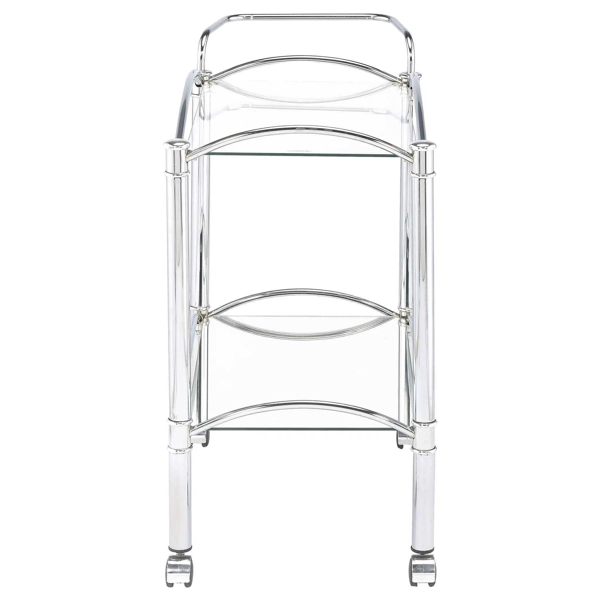 Shadix 2-tier Rectangular Glass Shelf Metal Bar Cart Chrome by Unique Piece Furniture