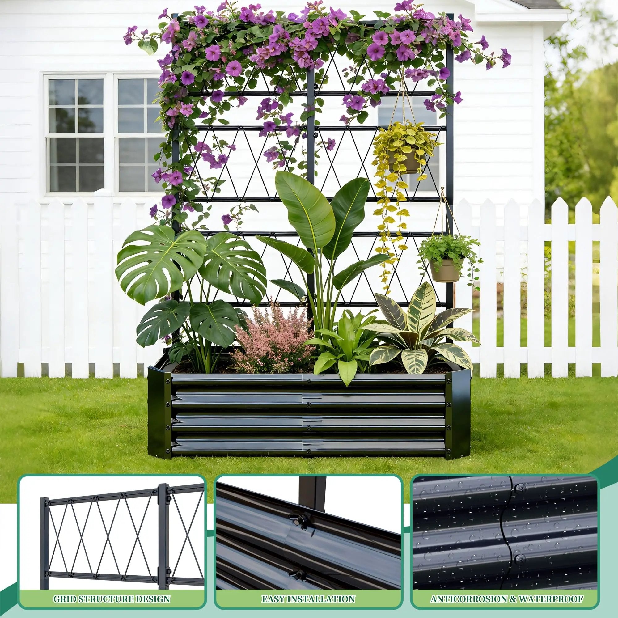 Galvanized Raised Garden Bed with Arch Trellis by HouseOfZazla