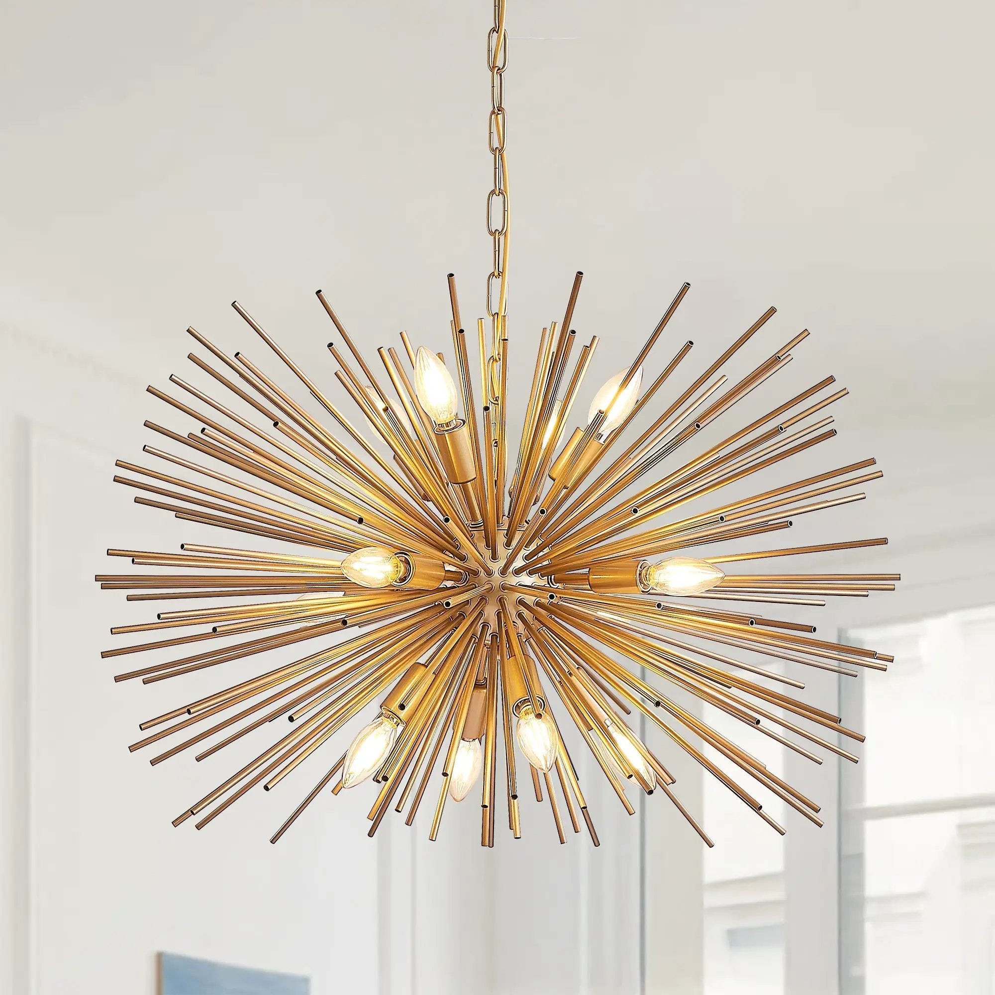 29" Mid-Century Modern 12-Light Starburst Chandelier by HouseOfZazla