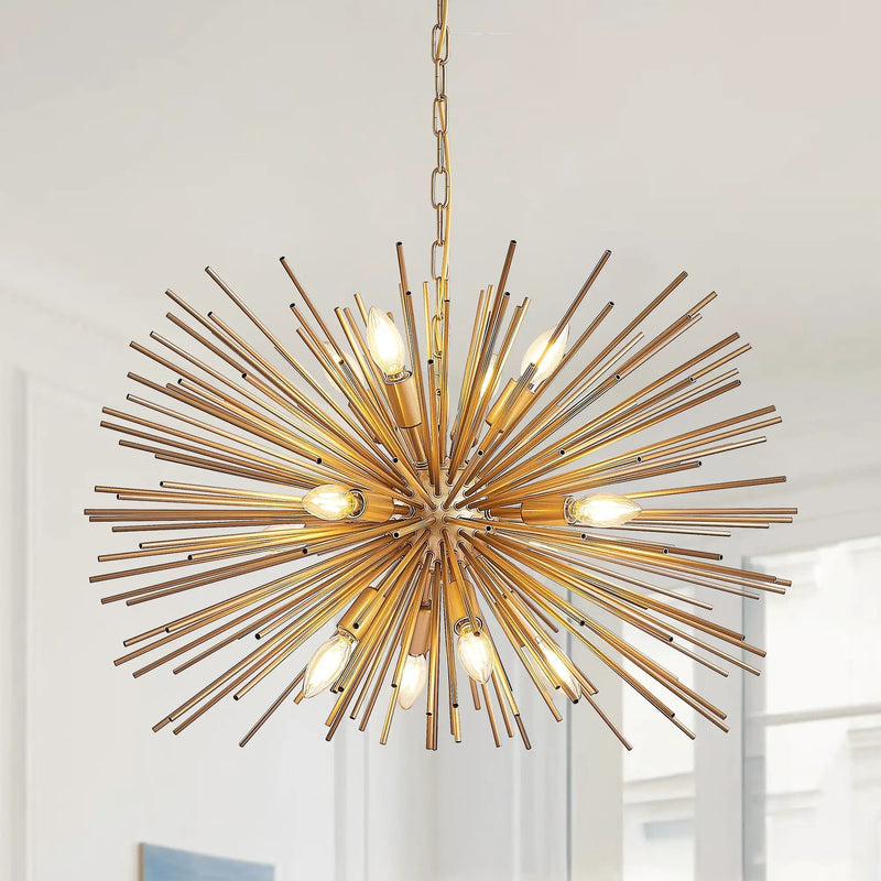29" Mid-Century Modern 12-Light Starburst Chandelier by HouseOfZazla
