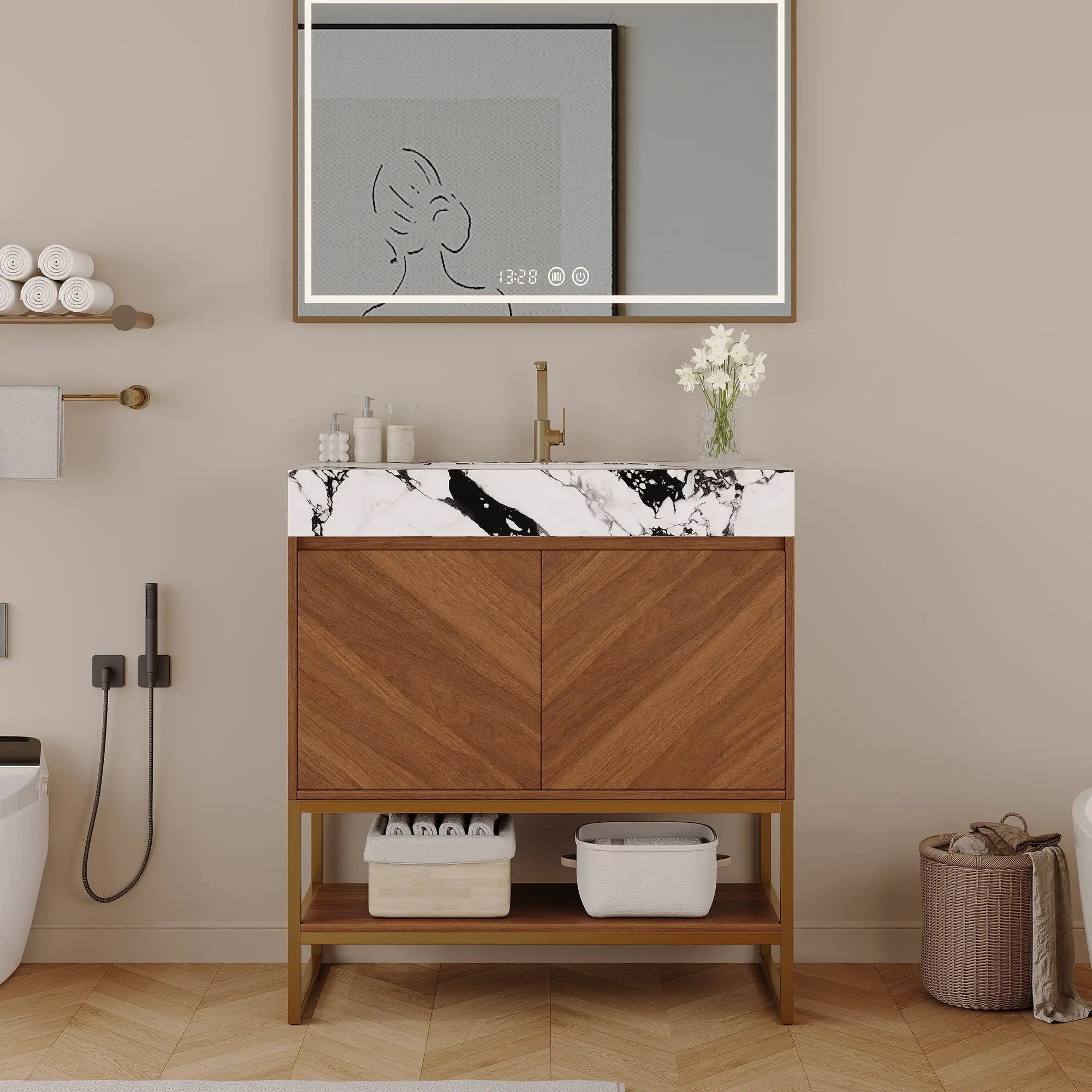 29.9" Modern Free-standing Bathroom Vanity with Ceramic Sink by HouseOfZazla
