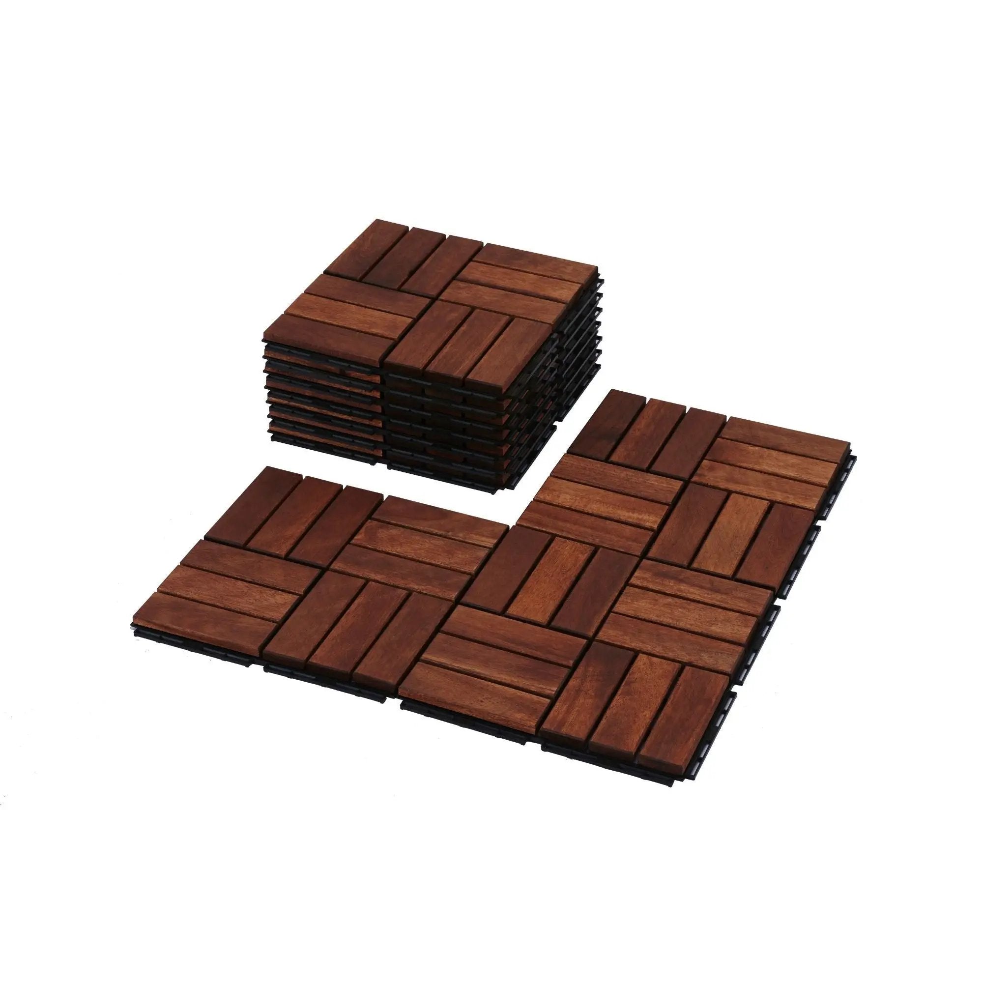 Interlocking Deck Tiles Checker Pattern, Square Acacia Hardwood Outdoor Flooring For Patio, Bancony, Pool Side by HouseOfZazla