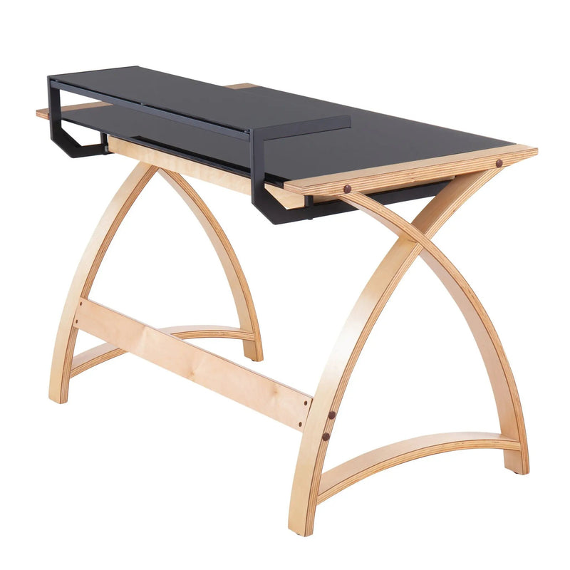 Bentley - Mid-Century Modern Office Desk - Natural / Black by HouseOfZazla