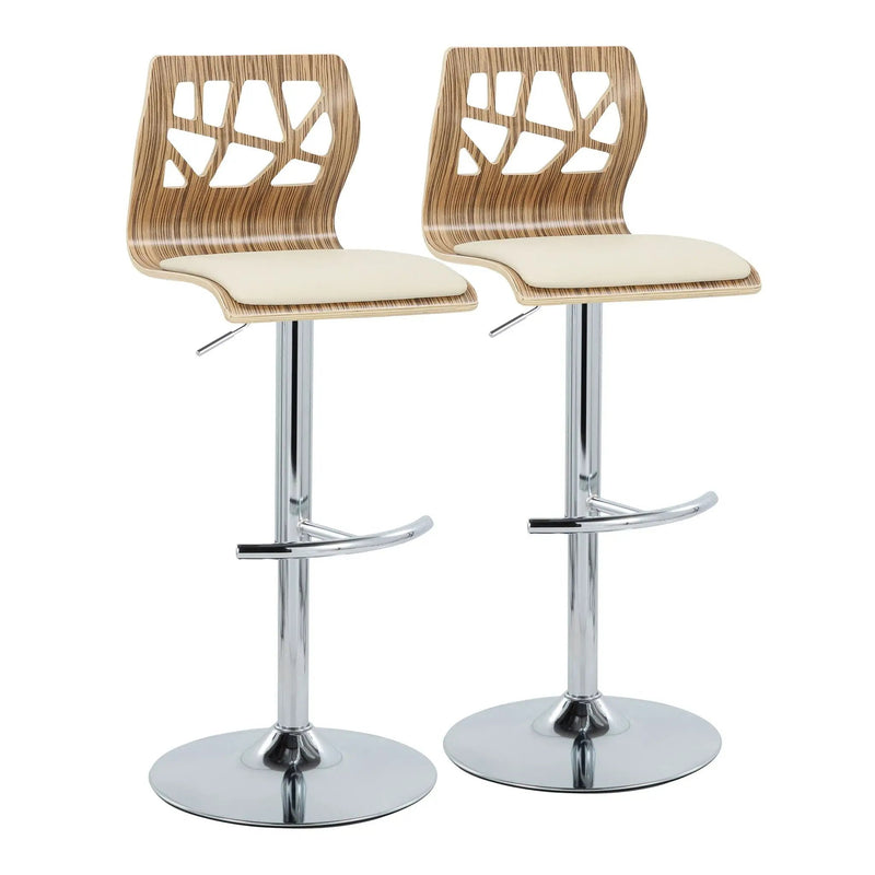 Folia - Mid Century Modern Adjustable Barstool With Swivel With Rounded T Footrest (Set of 2) by HouseOfZazla