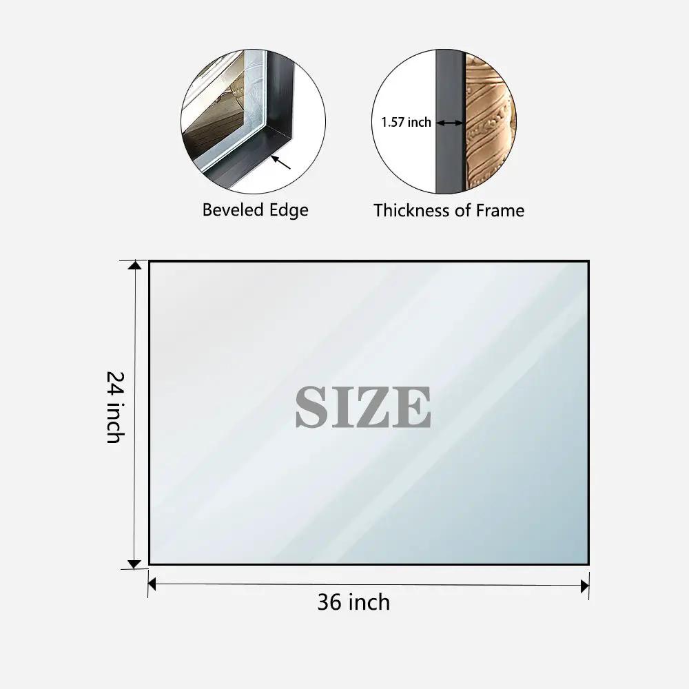 Rectangular Bathroom Mirror Square Angle Metal Frame Wall Mounted Hanging Plates Wall Mount Mirror For Bathroom (Horizontal & Vertical) by HouseOfZazla