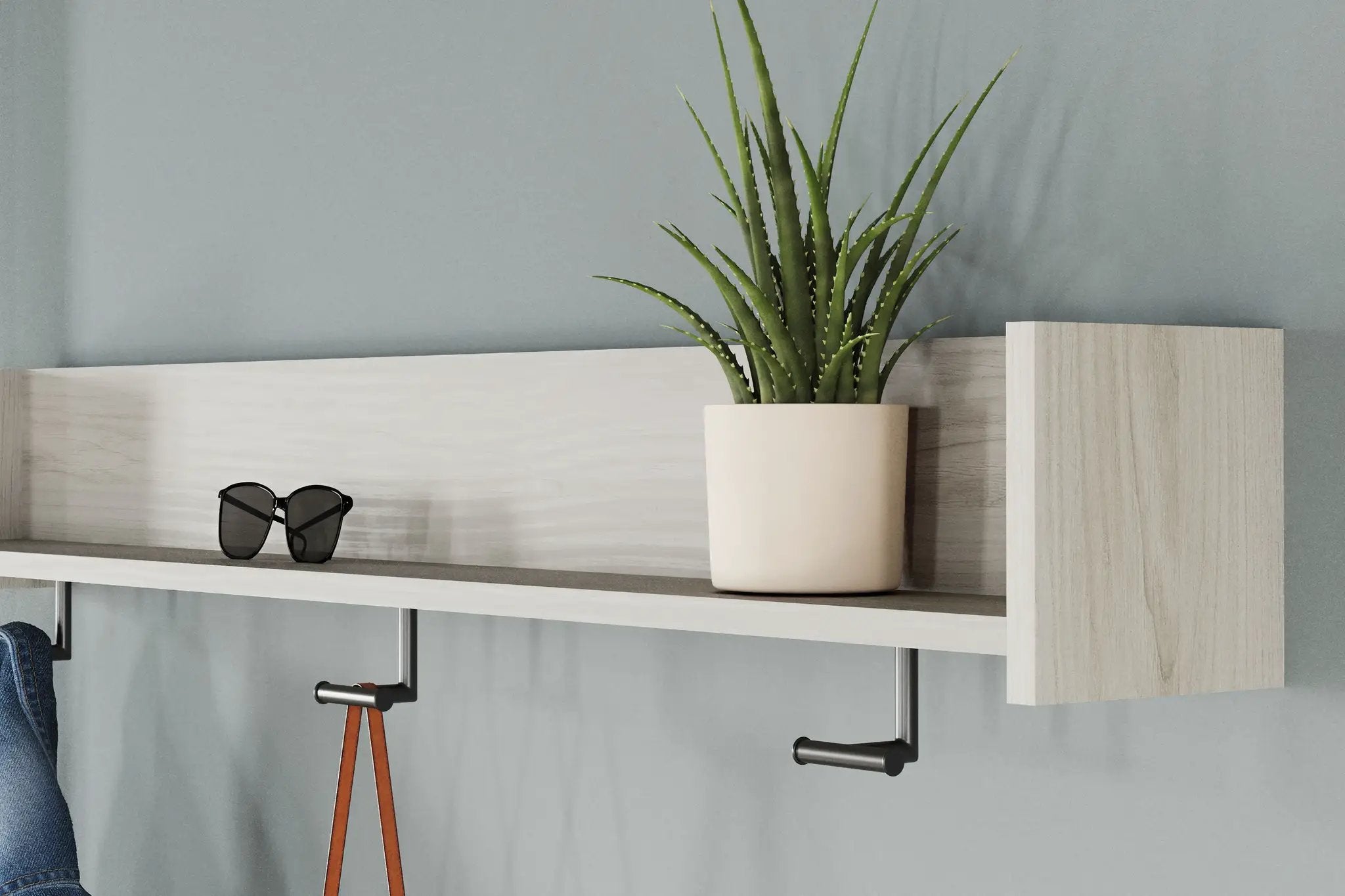 Socalle - Wall Mounted Coat Rack w/Shelf - Light Natural by Unique Piece Furniture