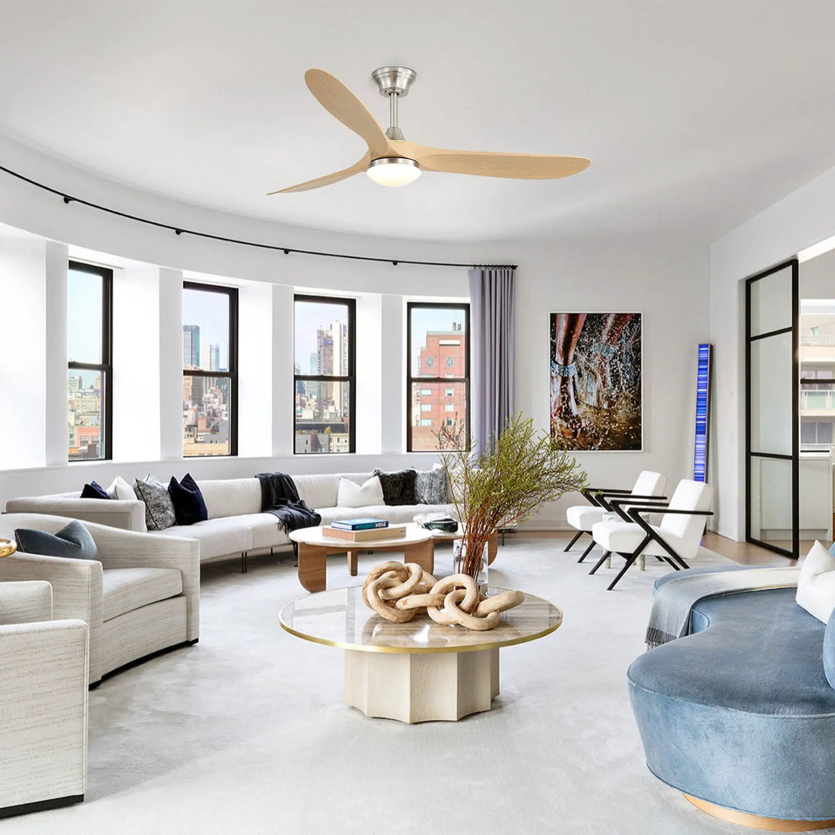 Smart Ceiling Fan With Lights, 3 Blades, Reversible Quiet DC Motor For Indoor by Unique Piece Furniture