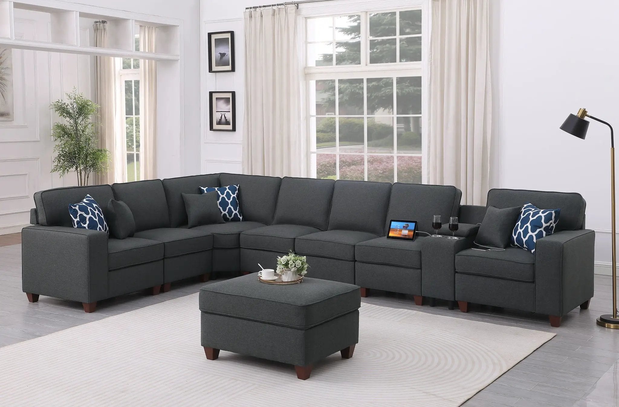 Hannah - Sectional Sofa With Ottoman - Dark Gray by Unique Piece Furniture