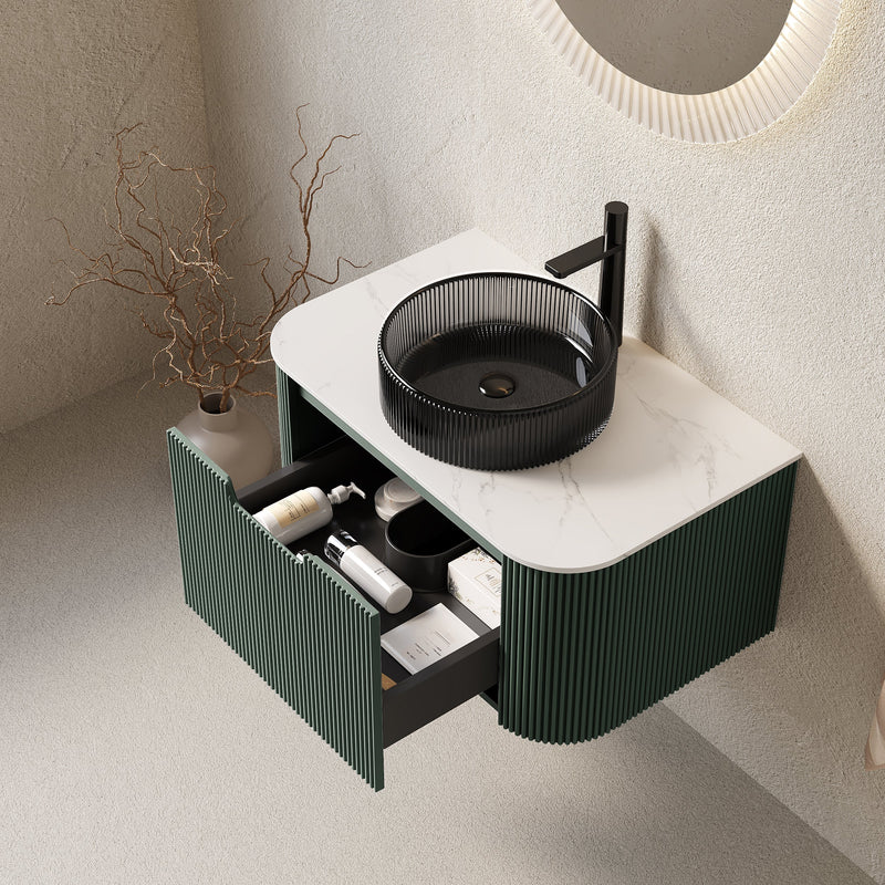 DINA 30" Bathroom Vanity & Sink with Floating Curved Edges by HouseOfZazla