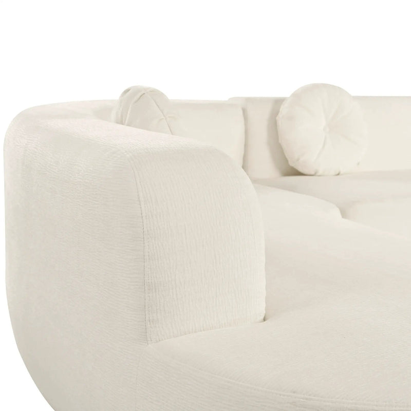 Extra Large Sectional Sofa Soft Fabric Upholstery, Elegant Curved Design With 3 Round Cushions, High-Resilience Foam by HouseOfZazla