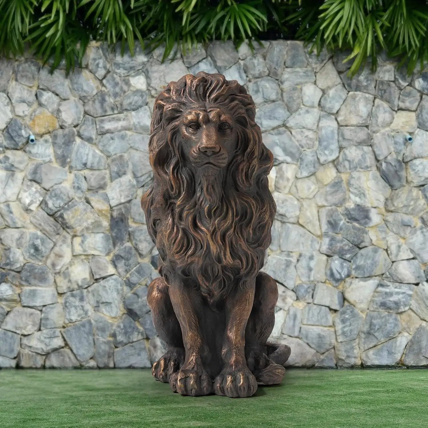 20.5" Resin Lion Statue, Outdoor and Indoor Decorative Sculpture by HouseOfZazla