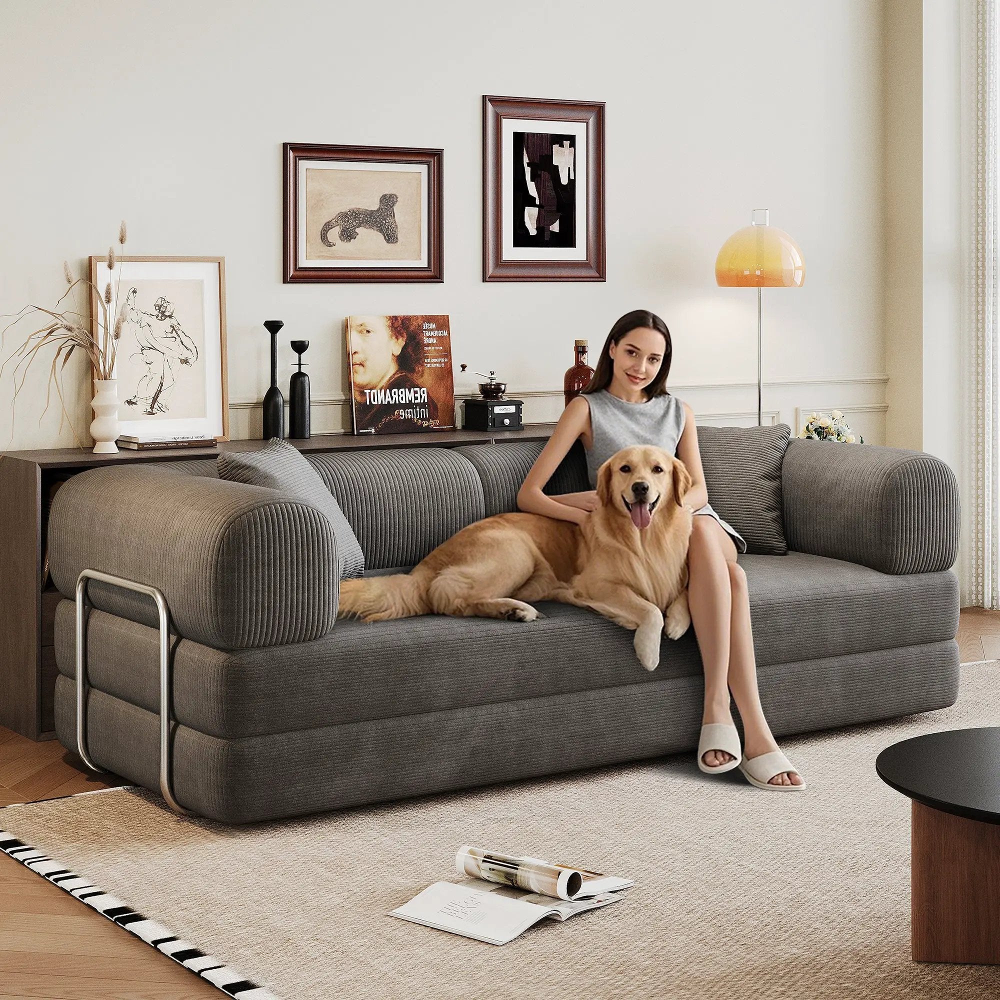 78.8" Compression Sofa Bed with Pillow Back Support by HouseOfZazla