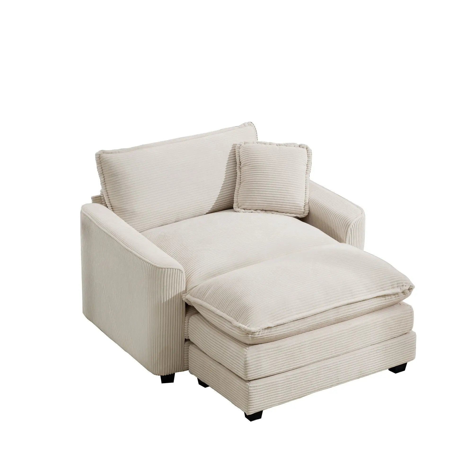 Classic Modern Comfortable Single Chair Deep Seat Sofa With Footstool by Unique Piece Furniture