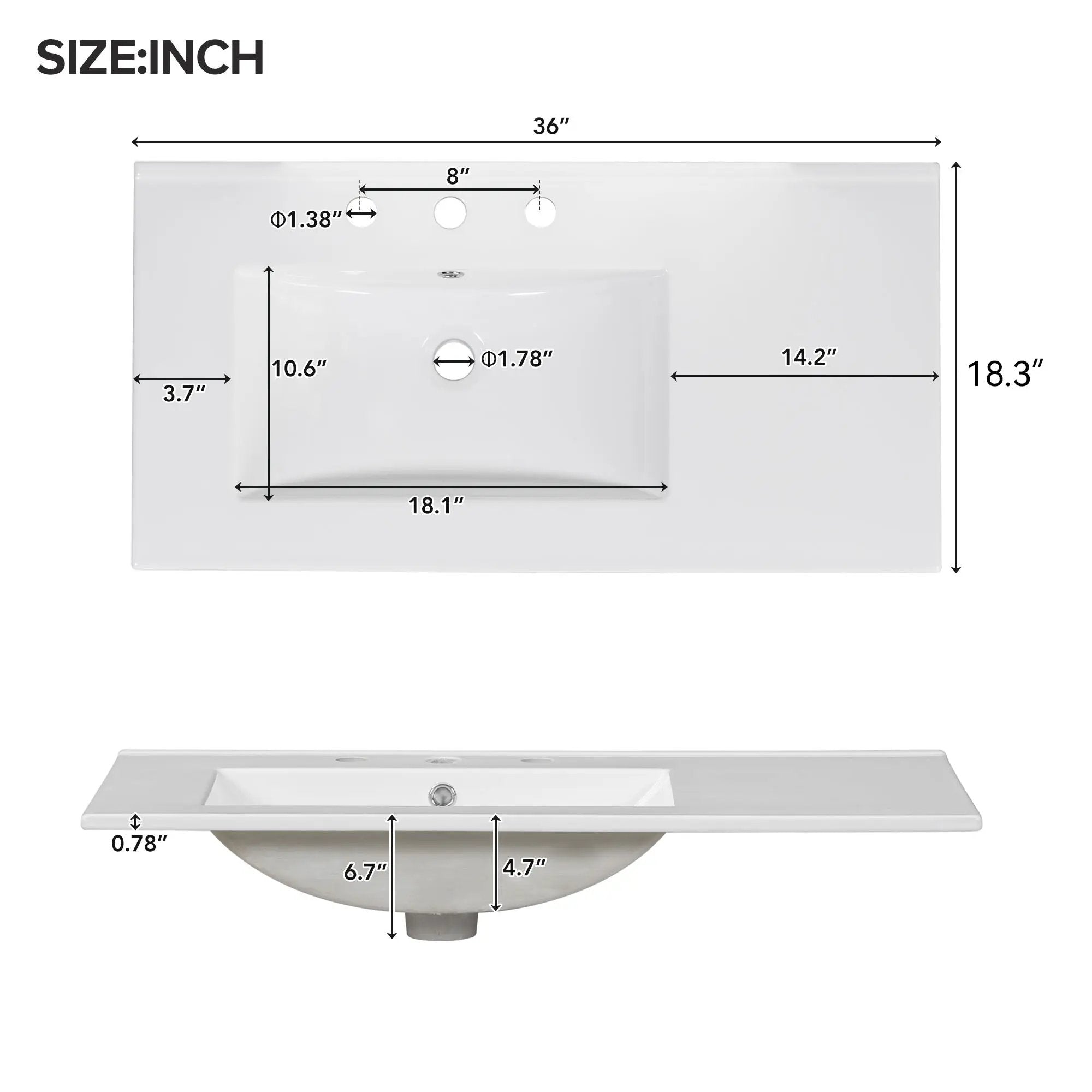 36" Gray Bathroom Vanity with Ceramic Sink Combo by HouseOfZazla