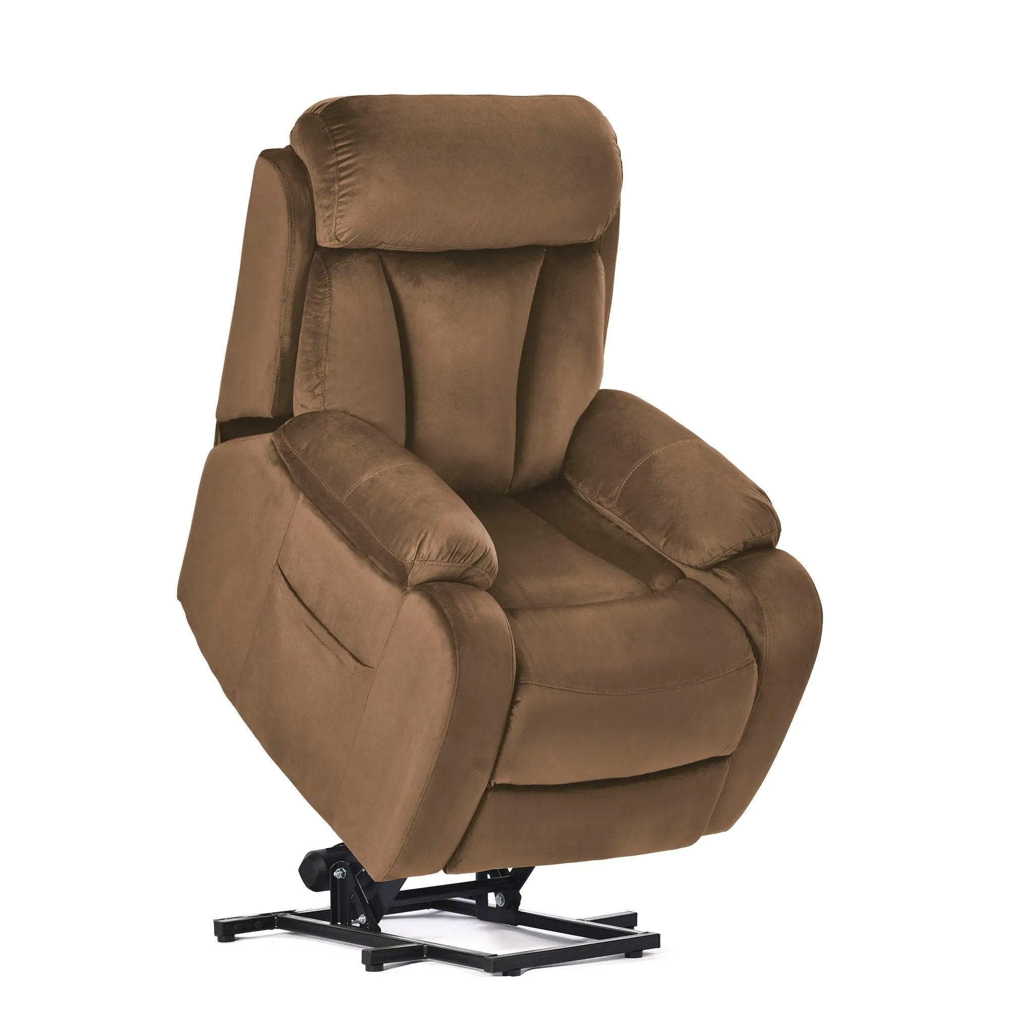 Lift Chair Recliner Power Remote Control Recliner Sofa Relax Soft Chair Anti - Skid Australia Cashmere Fabric Furniture Living Room - Brown by HouseOfZazla