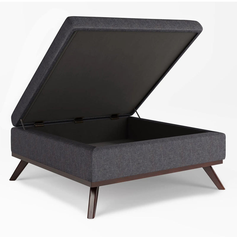 Owen - Square Coffee Table Storage Ottoman - Slate Gray by HouseOfZazla