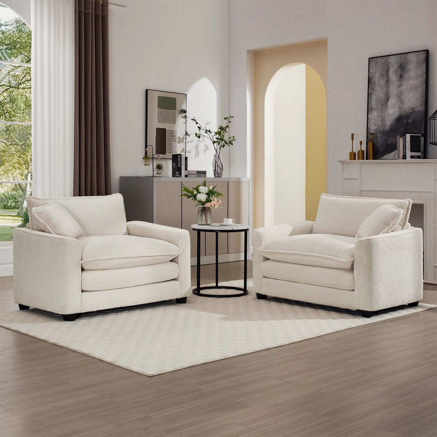 Modern Classic Fabric Single Chair Deep Seat Sofa With Pillow by Unique Piece Furniture