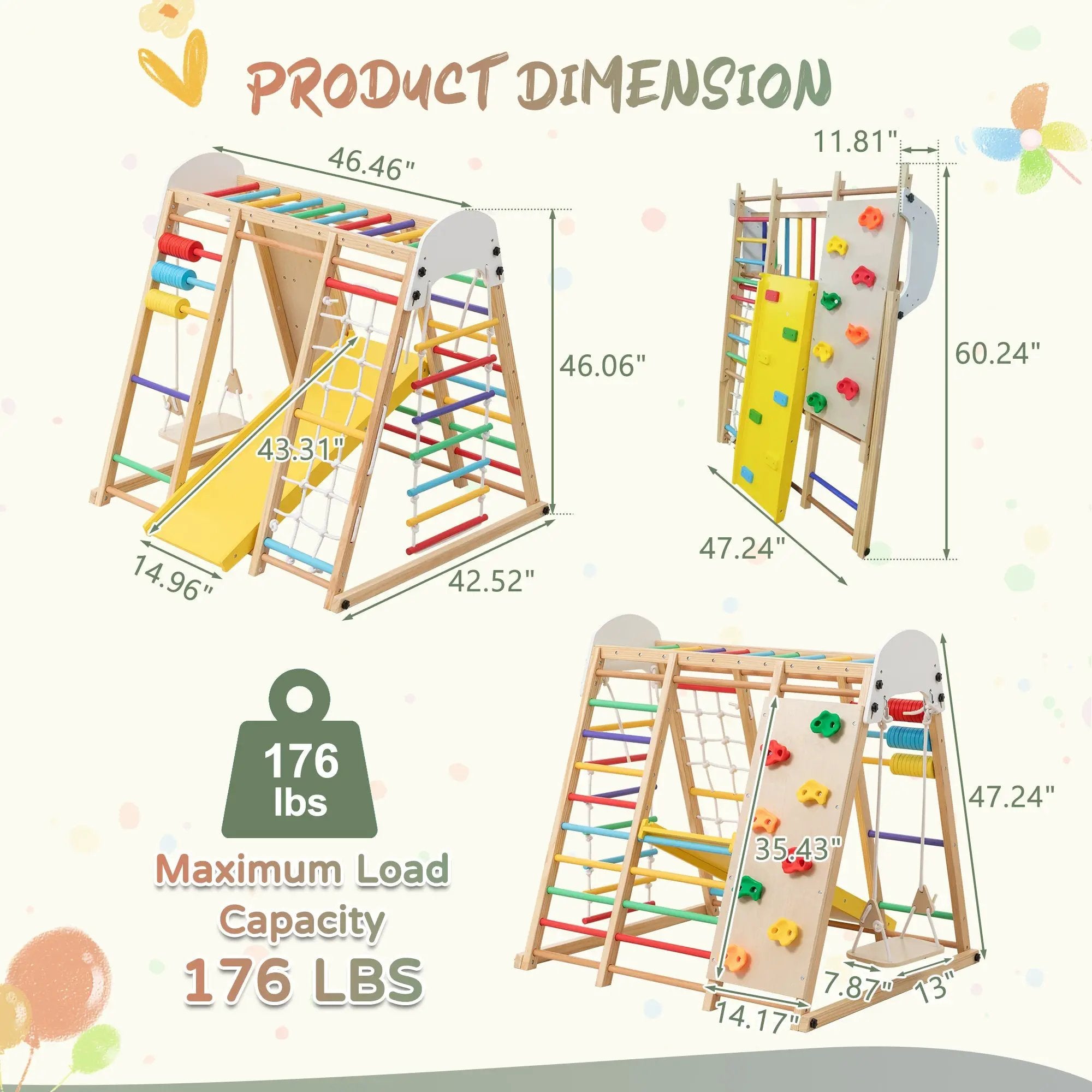 9-in-1 Foldable Kids Climbing Frame & Slide by HouseOfZazla