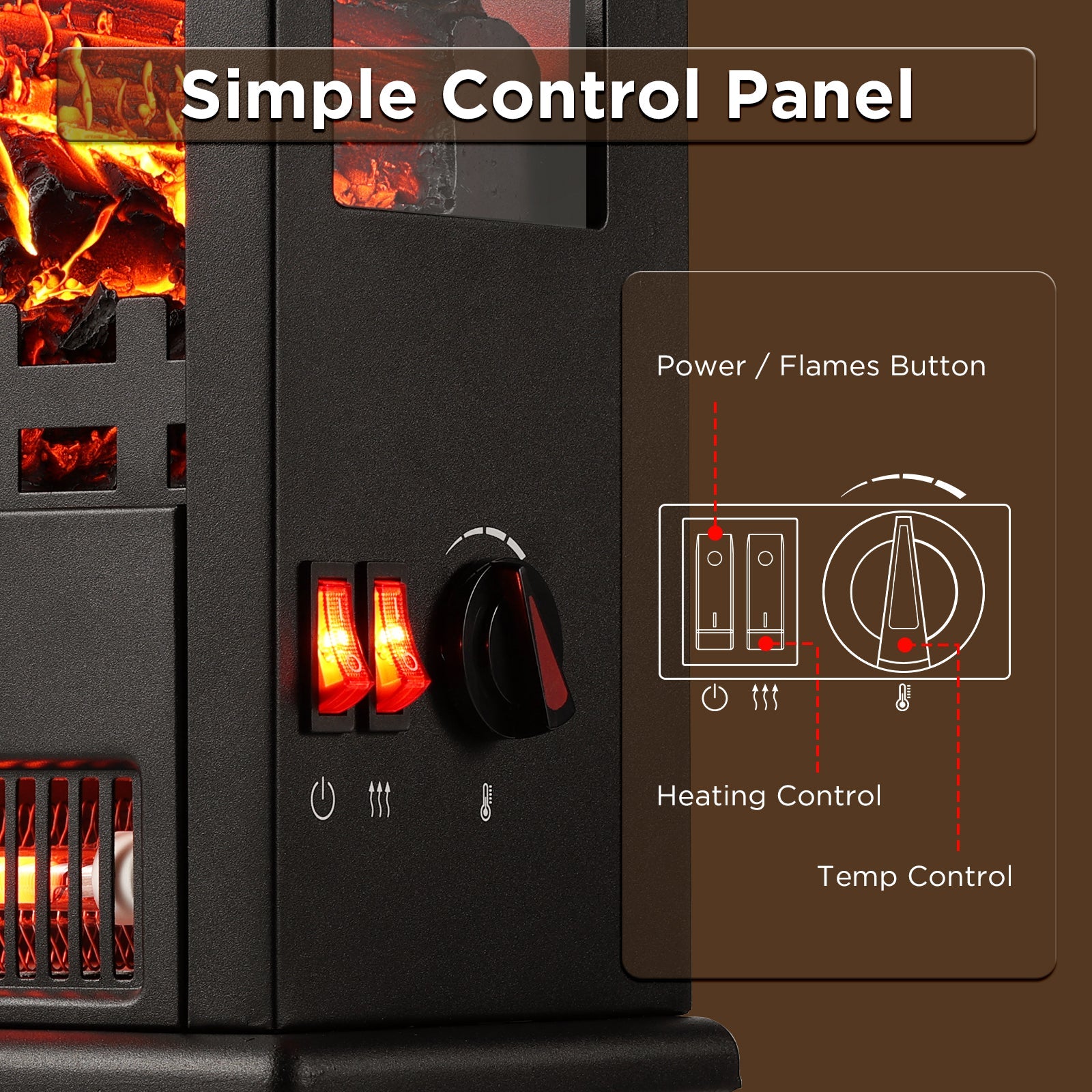 Suburbs TS17Q Electric Fireplace Stove Heater by TURBRO