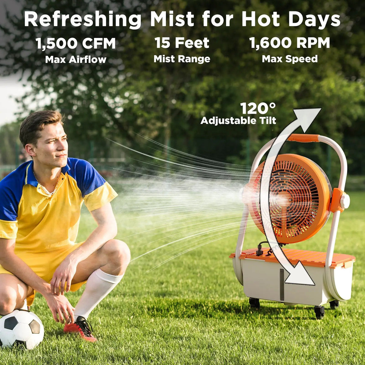 (Open Box) AirSupply MS12 Portable Mist Fan, 19,200mAh Battery & 2.9-Gallon Tank by TURBRO
