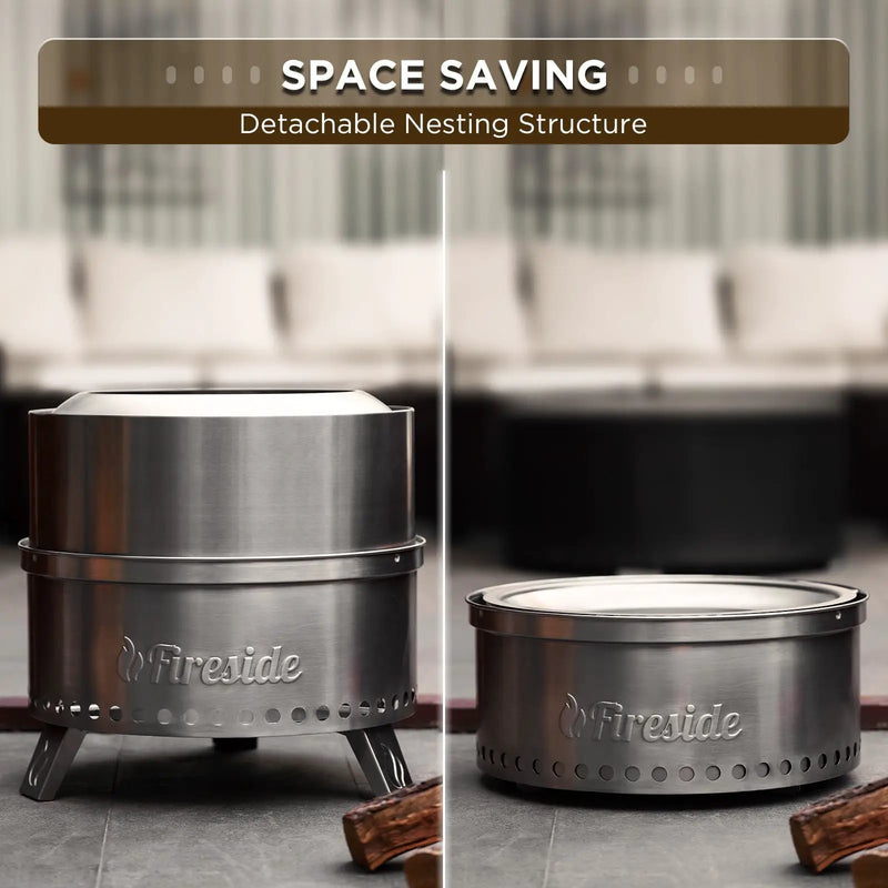 Pluto R19-SS Smokeless Outdoor Fire Pit - Stainless Steel by TURBRO