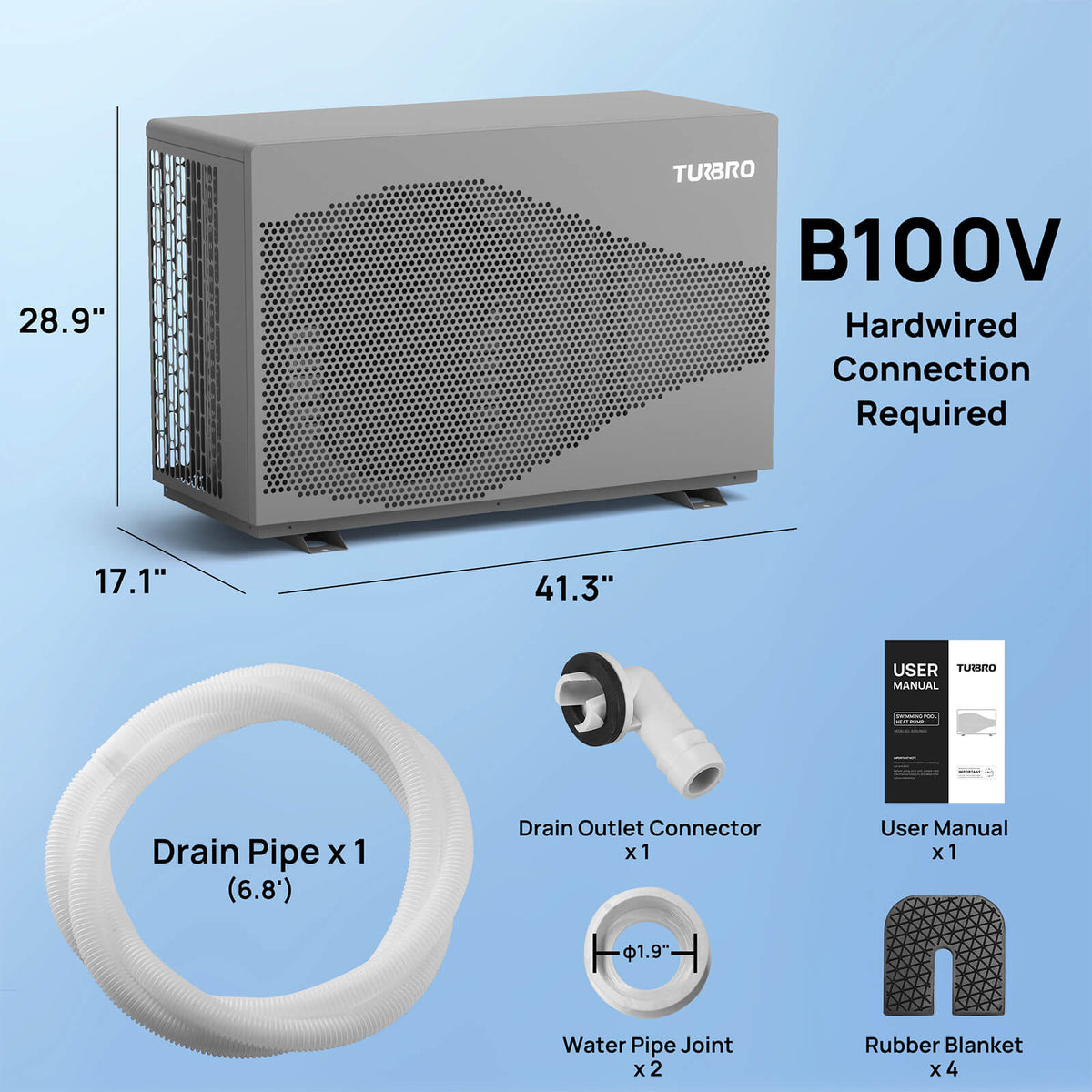 Beluga Inverter Pool Heat Pump, 33K/58K/100K BTU by TURBRO