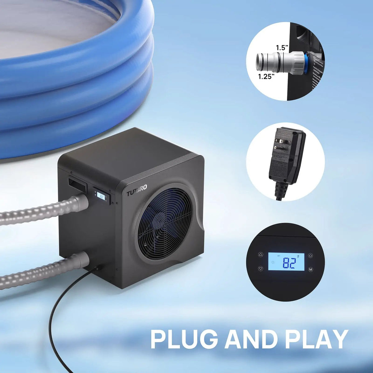 (Open Box) Manatee M18 Swimming Pool Heat Pump by TURBRO