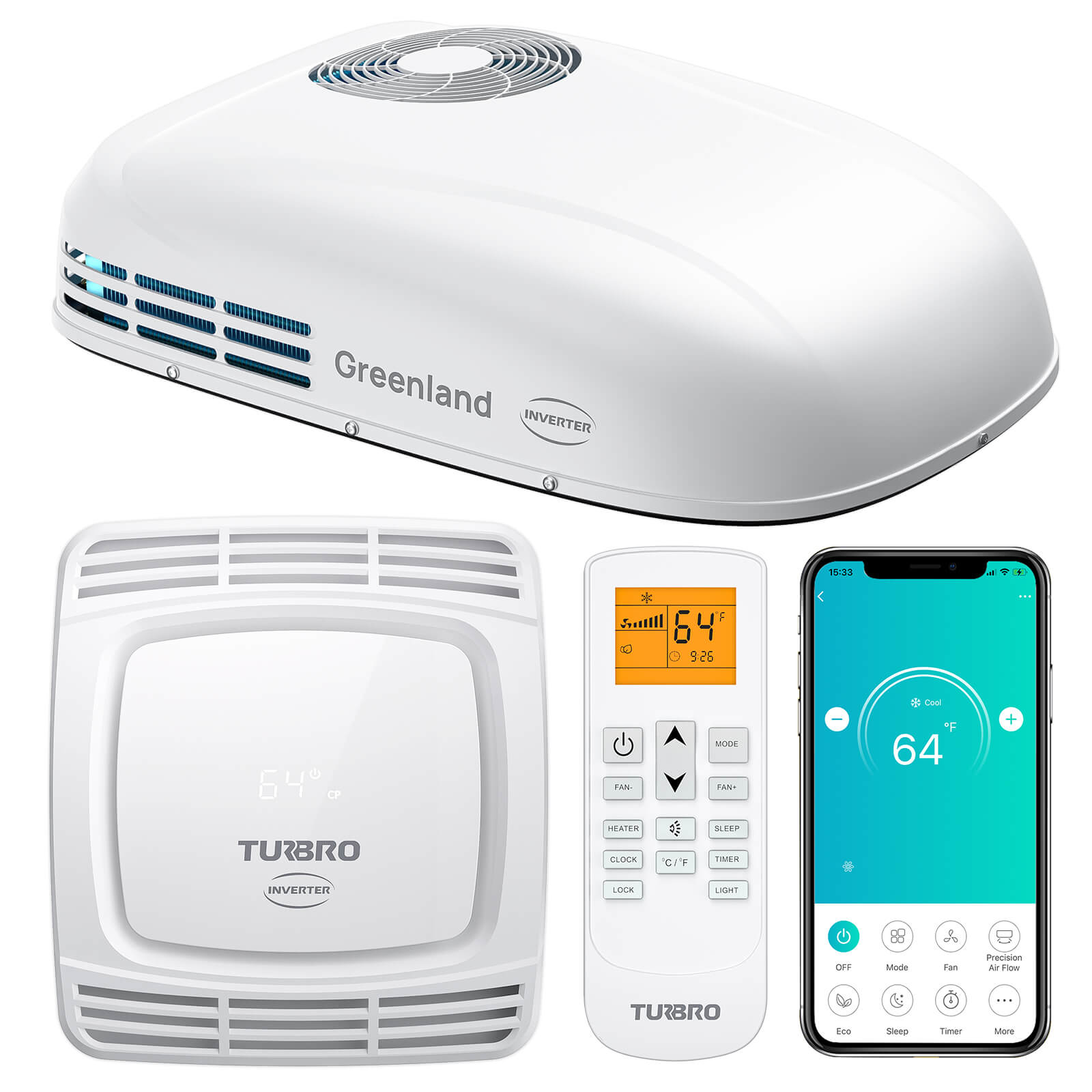 Greenland 3,600W 220-240V Inverter RV Air Conditioner (European Version) by TURBRO
