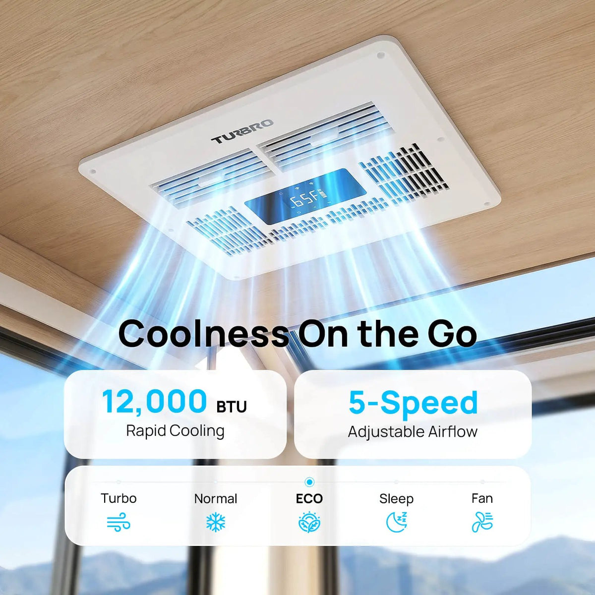 Greenland 12,000 BTU 12V DC Inverter Rooftop RV Air Conditioner by TURBRO