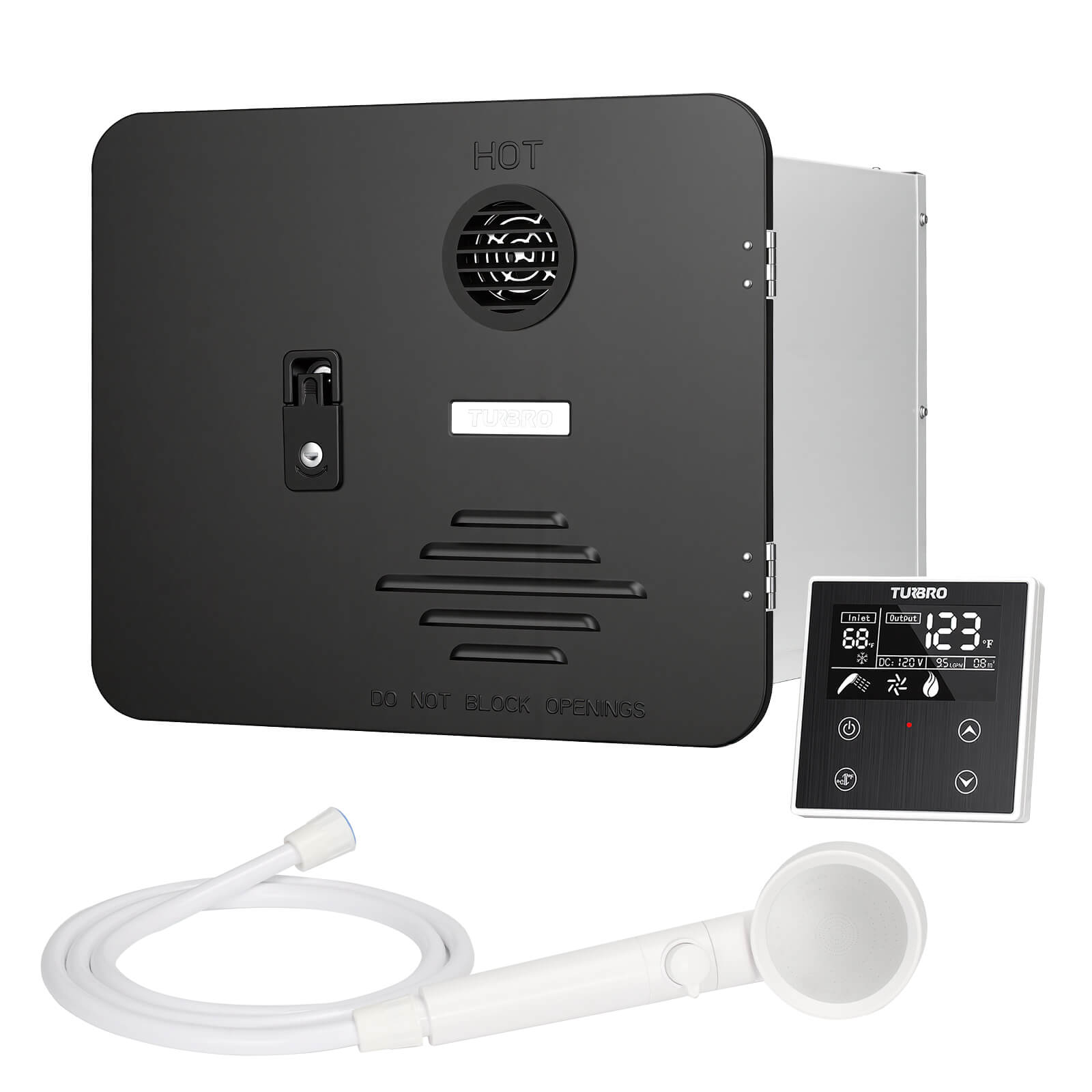 Rotorua 65K BTU RV Tankless Propane Water Heater with Door by TURBRO