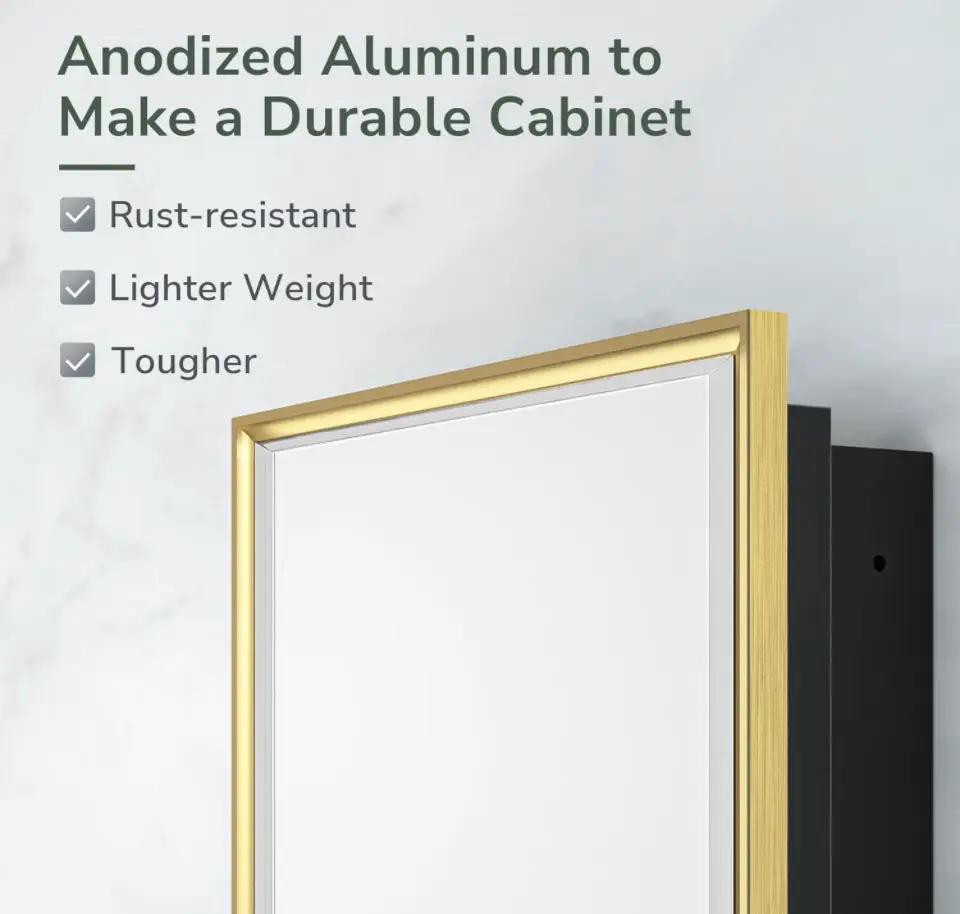 TokeShimi 20x26 Recessed Medicine Cabinet Bathroom Vanity Mirror Gold Metal Framed Surface Wall Mounted with Aluminum Alloy Beveled Edges Design 1 Doo by Selzalot