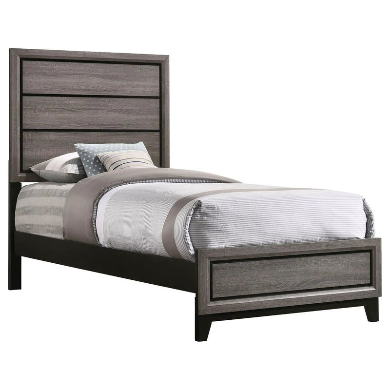 Twin Panel Bed With Tapered Legs - Gray by HouseOfZazla