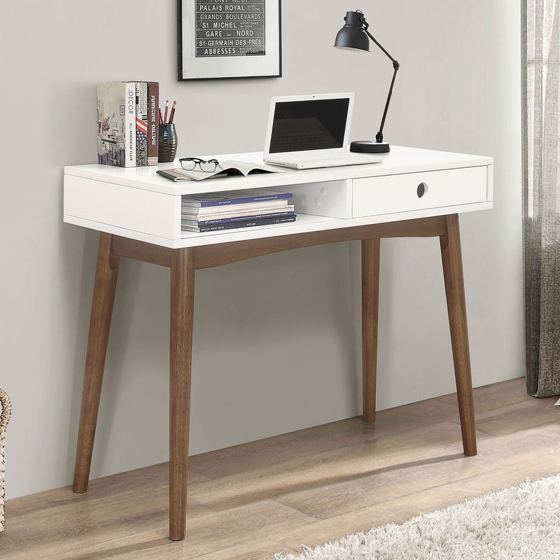 1 Drawer Writing Desk, Compact Size For Home Office - White by HouseOfZazla