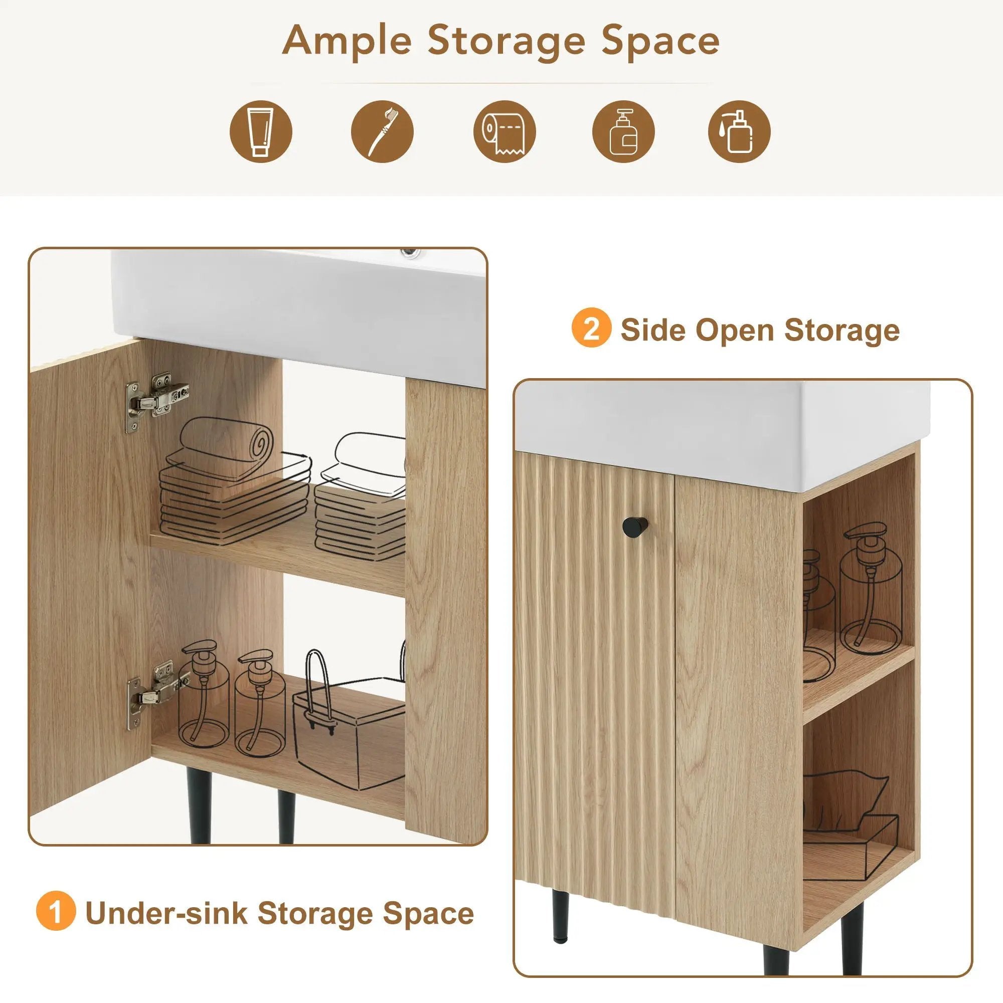 Bathroom Vanity, Combo Cabinet, Bathroom Storage Cabinet, Single Ceramic Sink by Unique Piece Furniture