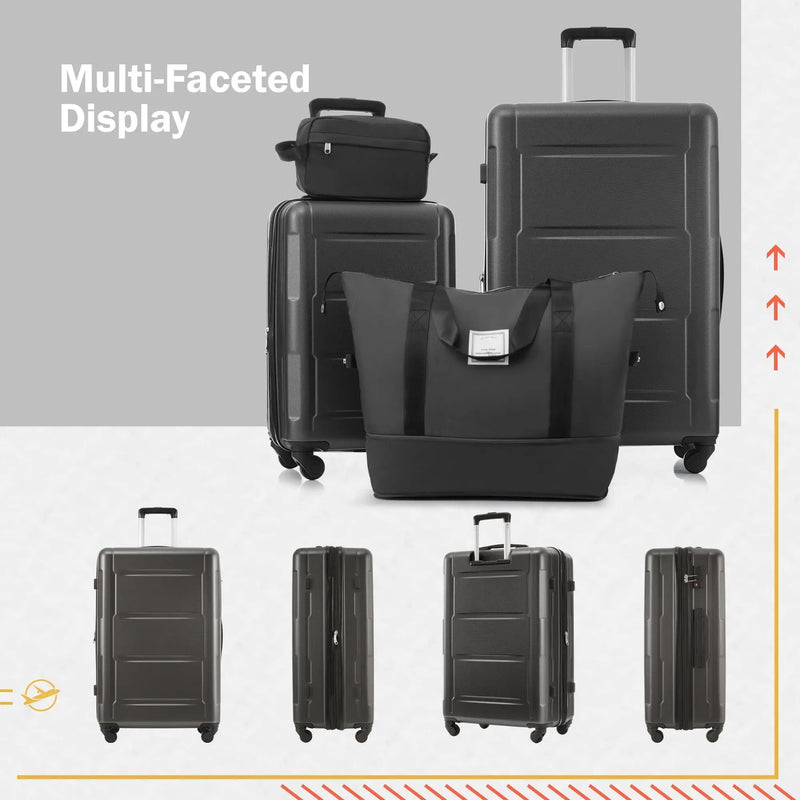 2 Piece Luggage Set With Bags Expanable Spinner Wheels ABS Lightweight Suitcase With Tsa Lock 20" / 24" by HouseOfZazla