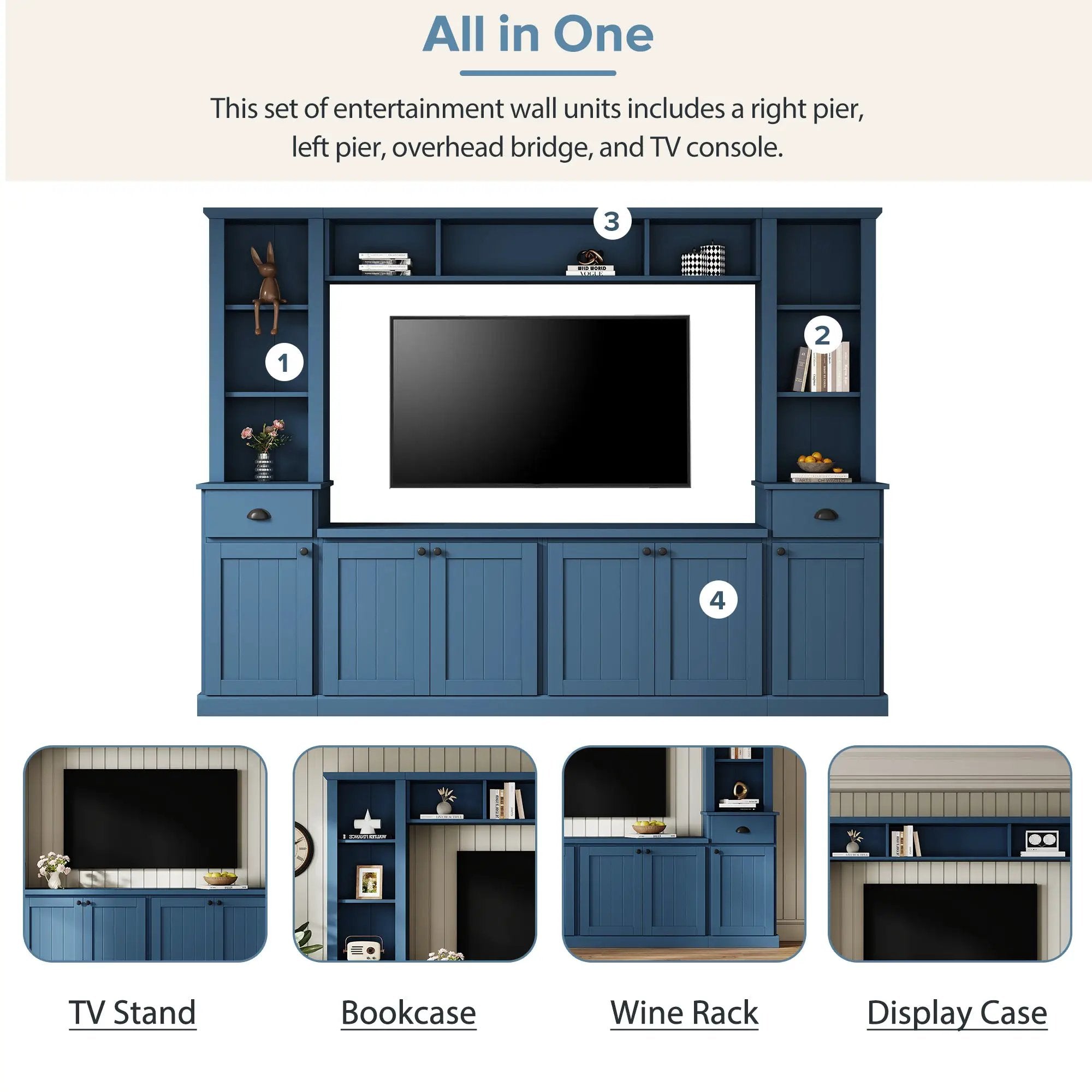 Minimalist Entertainment Wall Unit with Bridge for TVs Up to 75'' by HouseOfZazla