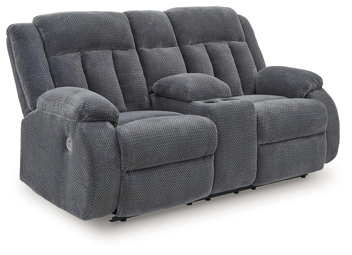 Observation - Double Reclining Power Loveseat With Console - Steel by Unique Piece Furniture