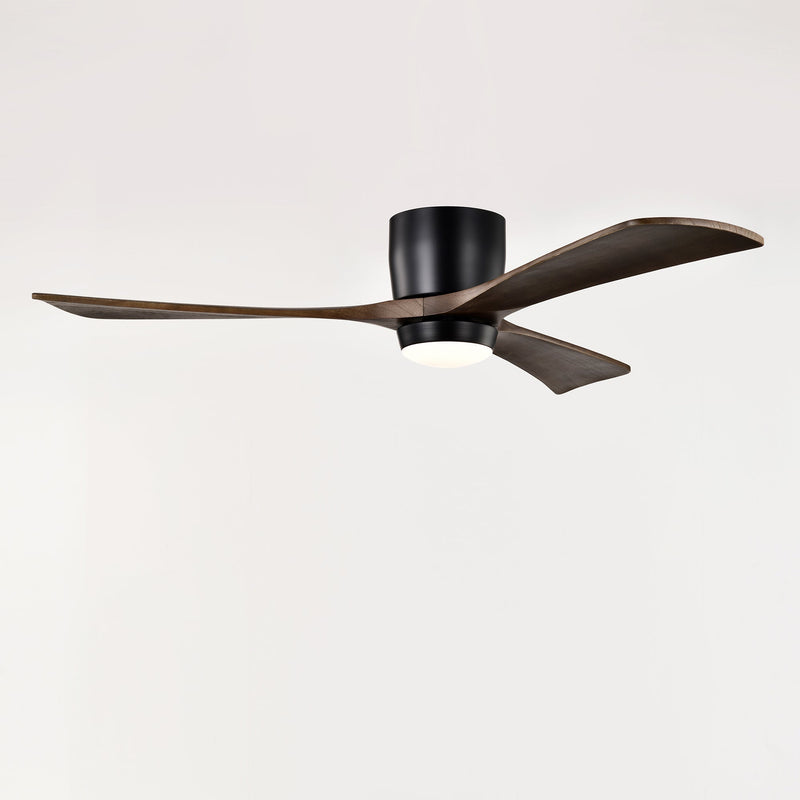 52" Flush Mount Solid Wood Blades Ceiling Fan with Lights Remote Control by HouseOfZazla