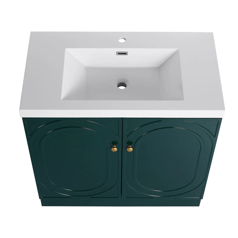 Contemporary Freestanding Bathroom Vanity With Resin Sink & Soft-Close Cabinet Doors by HouseOfZazla