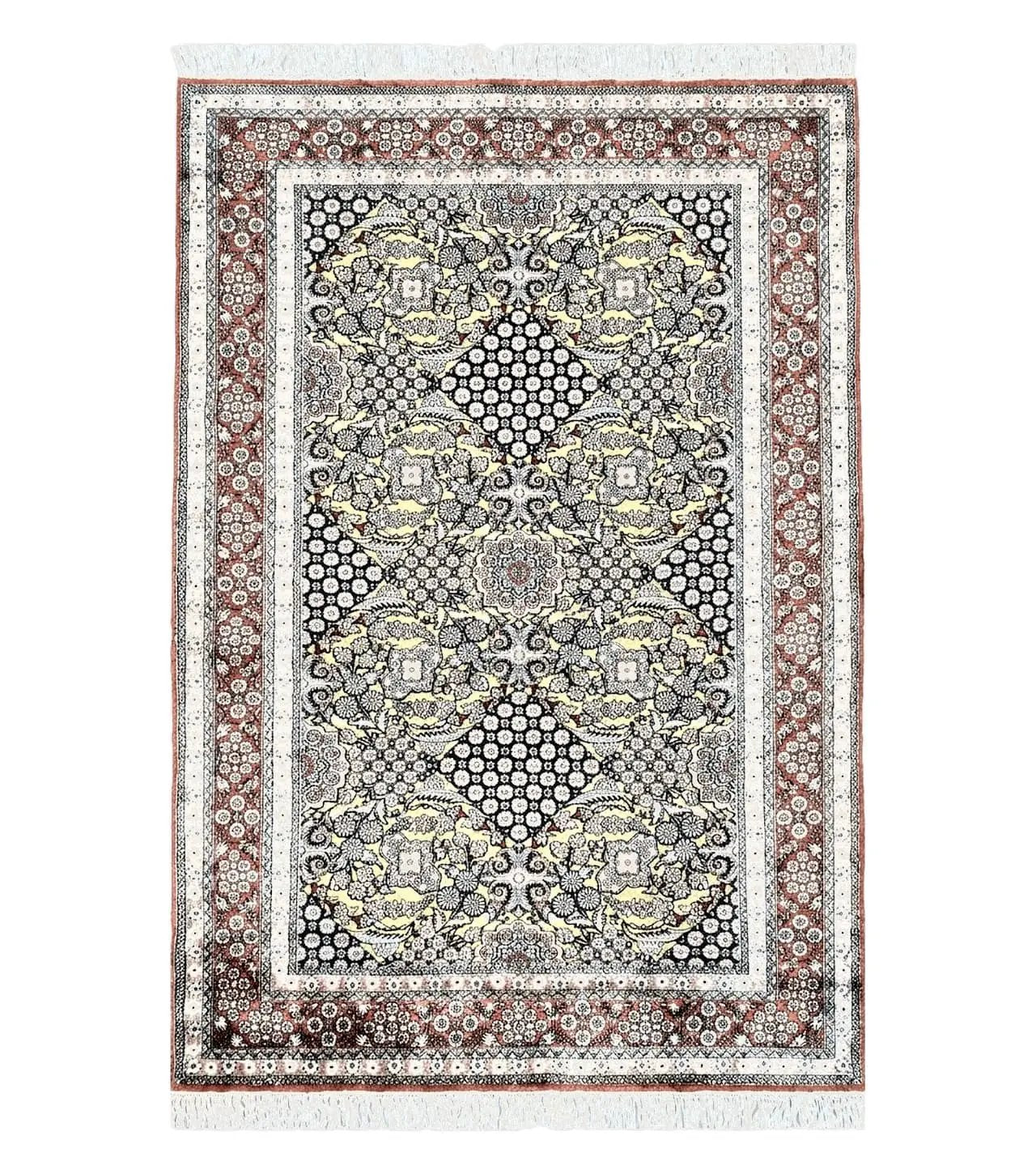 5x8 Indian Kashmiri Silk Rug with Gold Threads by Jewel Rugs