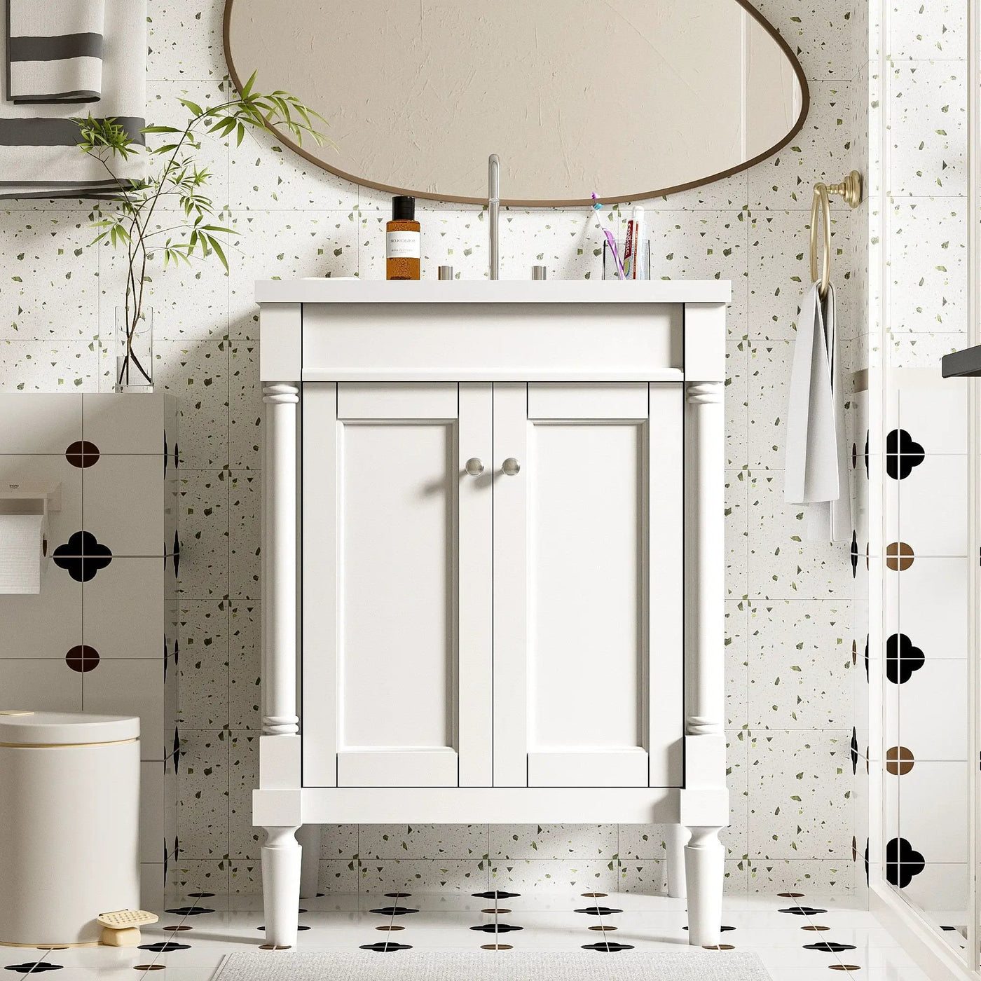 Bathroom Vanity With Top Sink, 2 Tier Storage Cabinet by Unique Piece Furniture