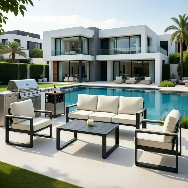 Modern Outdoor Sofa Set With Coffee Table by HouseOfZazla