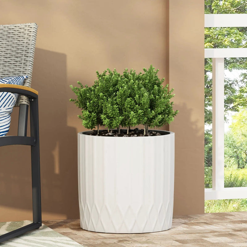 Planter With Subtle Pleated Design - Antique White by HouseOfZazla