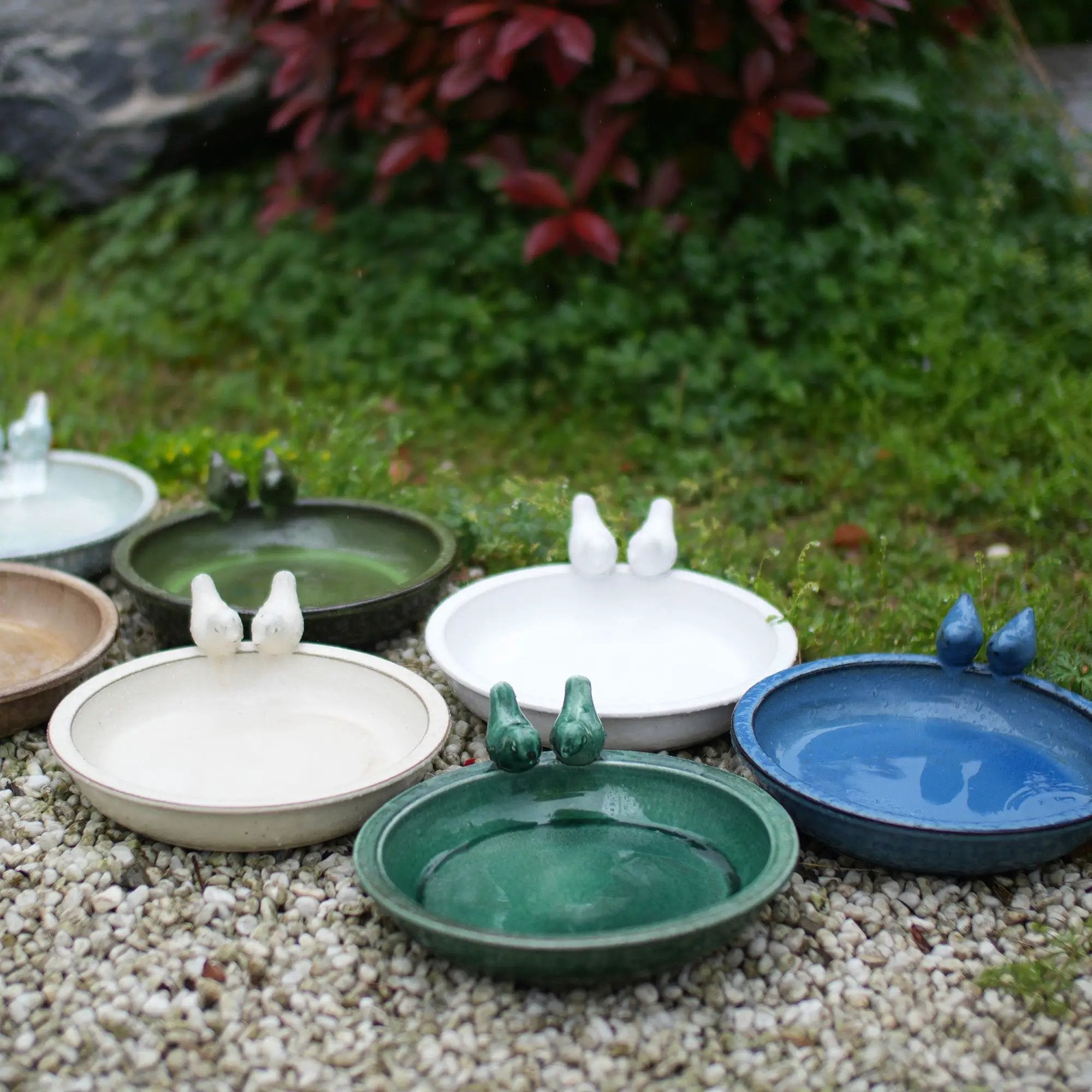 Handmade Ceramic Bird Bath - 11.8 Inch Glossy by HouseOfZazla
