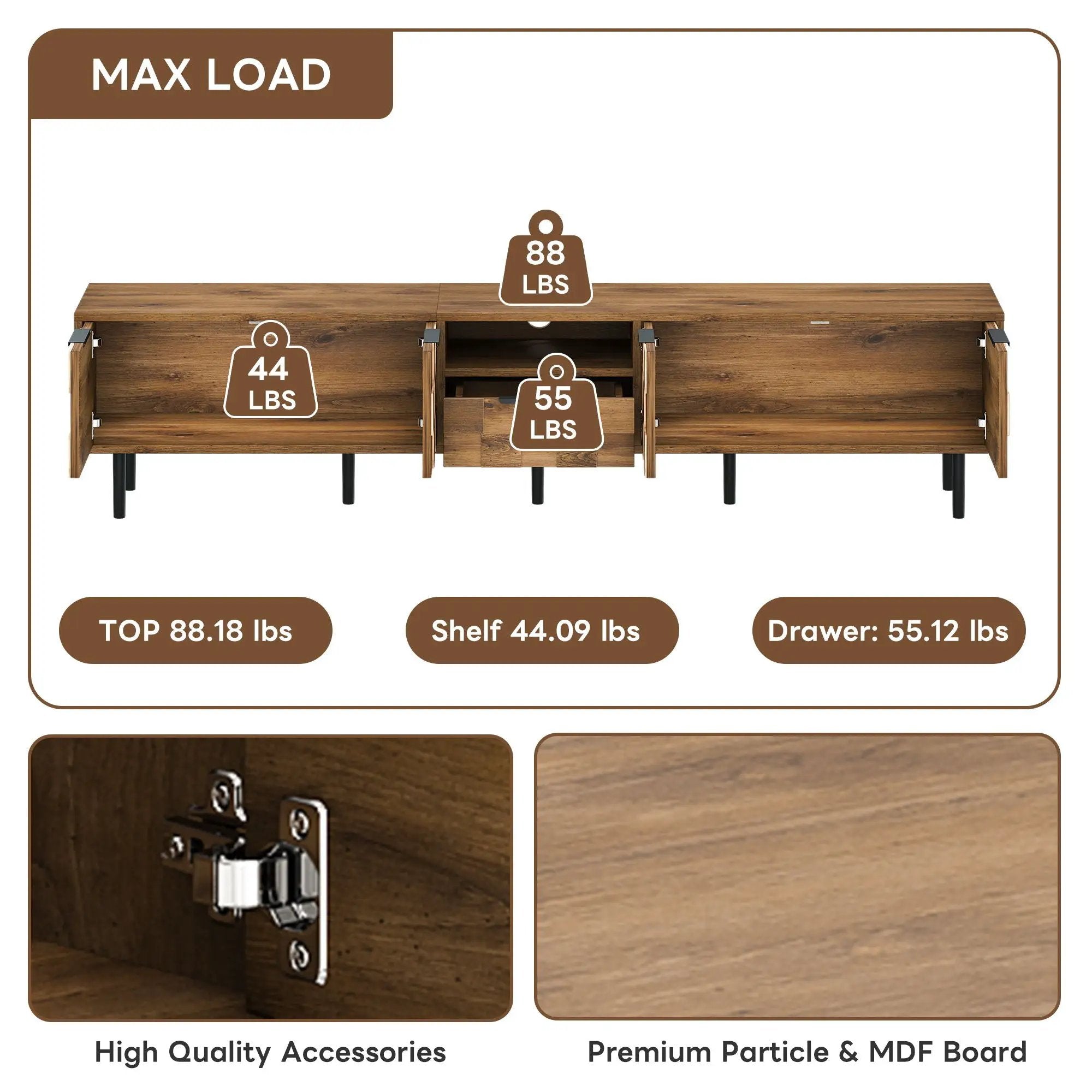 TV Stand, L Shaped Handle Entertainment Console With Storage - Natural by Unique Piece Furniture