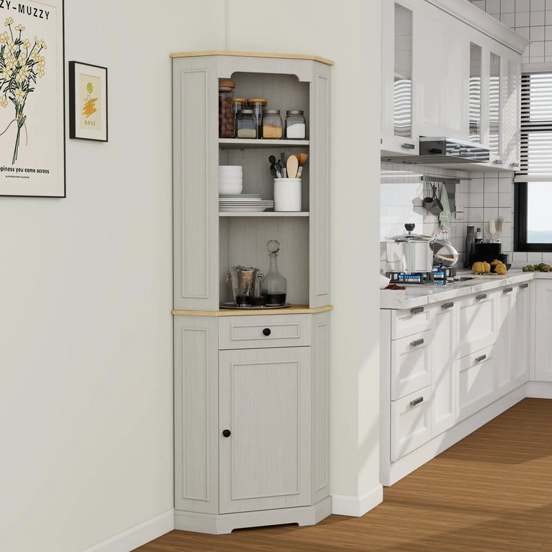 68" Tall Corner Cabinet with Door, Drawer, and Adjustable Shelf by HouseOfZazla