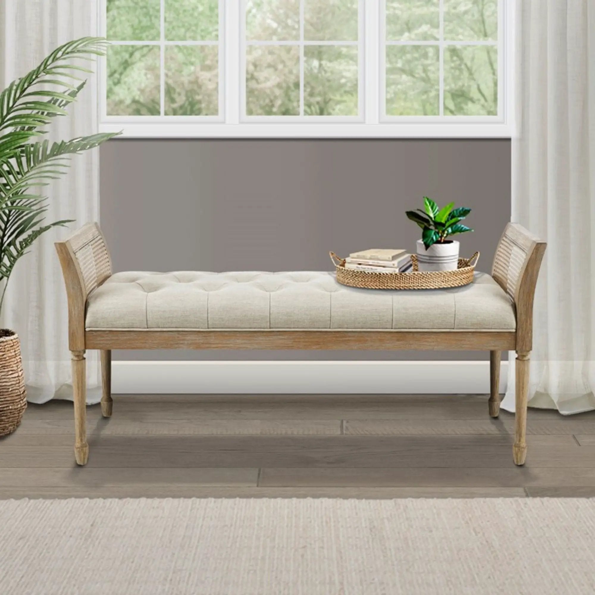 Accent Bench With Arm - Natural by HouseOfZazla