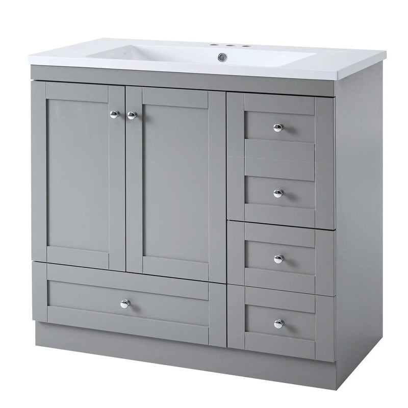 Shaker Free Standing Bathroom Vanity Cabinet With Sink, Soft Close Drawers, Soft Close Doors by HouseOfZazla